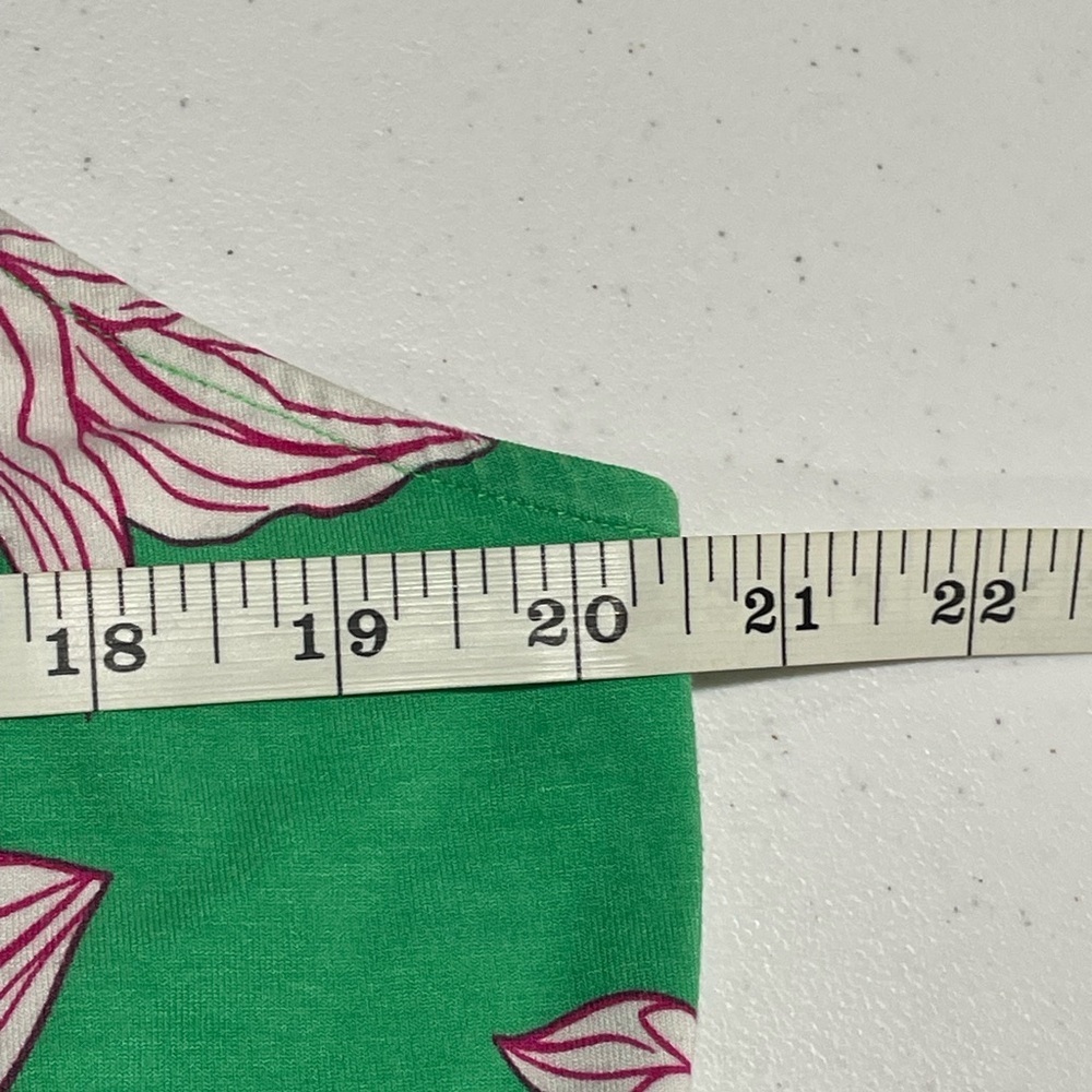 CAbi Weekend Dress #6217 Sz Large Green Tiered Midi Tank Dress Pink White Floral - Picture 10 of 11